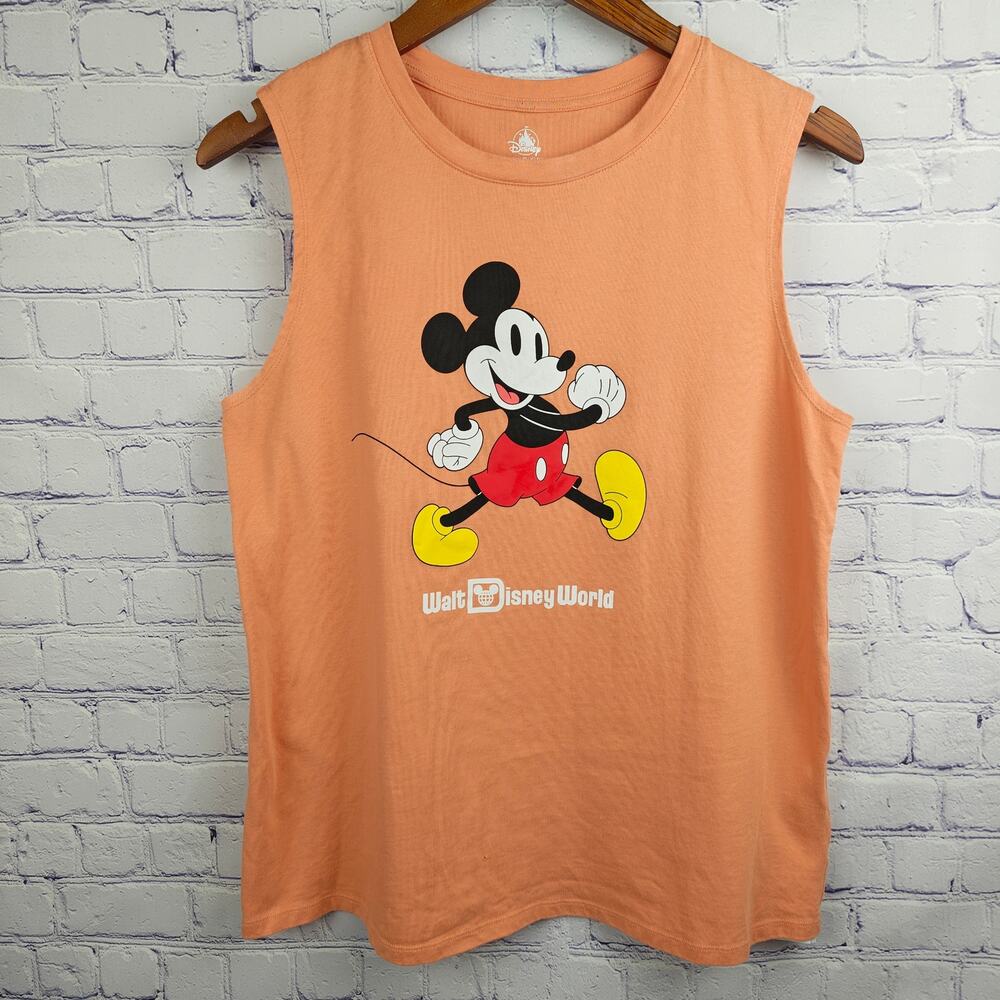 Walt Disney World Orange Coral Tank Mickey Mouse Size Large
